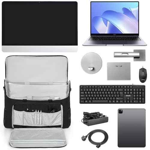 LCD Screens/TVs(up to 2) Transport Tote Bag for 19" - 24" Displays Padded Monitor Carrying Case (NOT FOR IMAC) Travel Bag With Shoulder Strap,Large Accessories Pocket