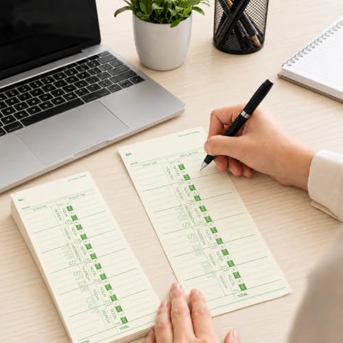Btlwpy 500-Pack Weekly Time Cards 1-Sided, 3-1/2" x 9", Named Days, Green Print - Time Cards for Employees and Time Clocks