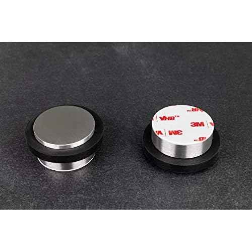 EVI | Adhesive Doorstop | 1.37'' X 0.8'' | Natural Silicone Black Rubber | Stainless Steel | Matte Finish | Great Adherence | 100% Functional | Mod. I-203
