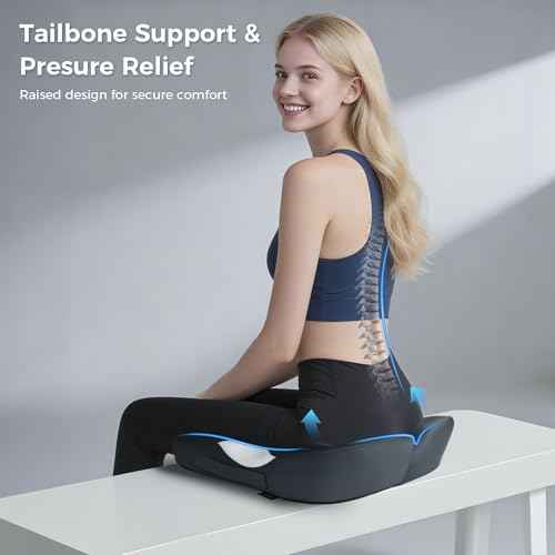 18.5" x 16.5" Extra Large Memory Foam Cushion, Tailbone Pain Relief Cushion for Long Sitting Soft Hip Support, Breathable XL Donut Pillow Desk Chair Cushion for Office, Home, Driving