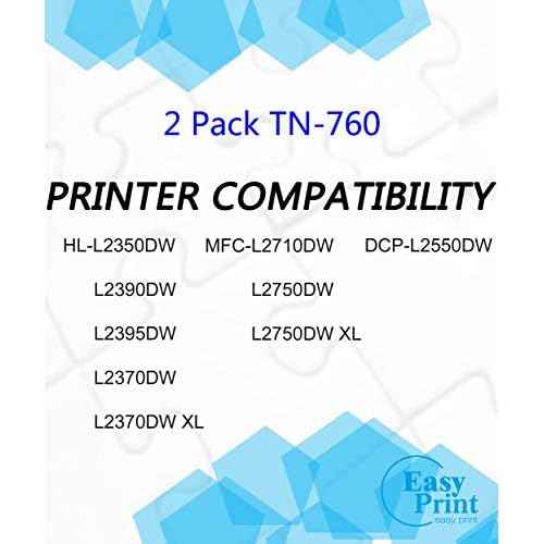 EASY PRINT EASY PRINT Compatible Toner Cartridge Replacement for Brother TN-760, Black, 2 Pack