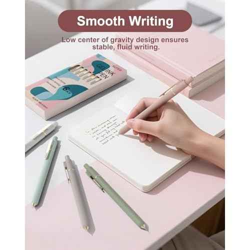 SUNEE Gel Pens, 6 Pack 0.5mm Pens Fine Point Smooth Writing Pens with Quick-Dry Black Ink, Cute Aesthetic School Office Note-Taking Pens for Journaling - Morandi