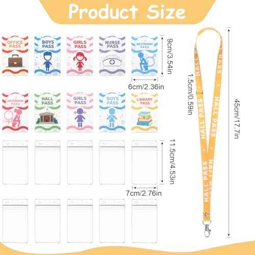 BESARME 10 Set Hall Passes for Classrooms Hall Pass Lanyards Colorful Unbreakable School Passes for Hall Restroom Library Nurse Boy Girl Office School Classroom Supplies