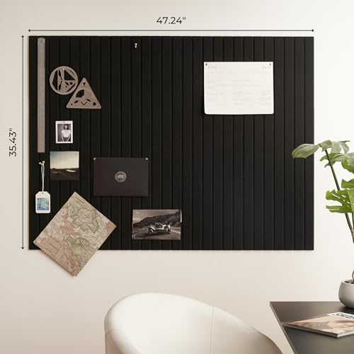 Black Felt Bulletin Board 35 x 47 Inches - Stylish Cork Board Alternative