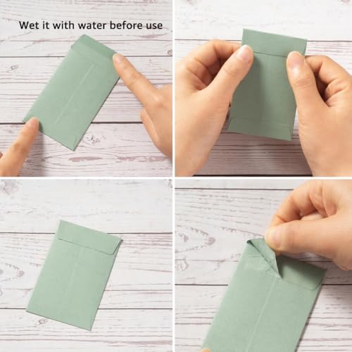 Homtable 2.25x3.5 Inch Sage Green Self-Adhesive Coin Envelopes - Pack of 100