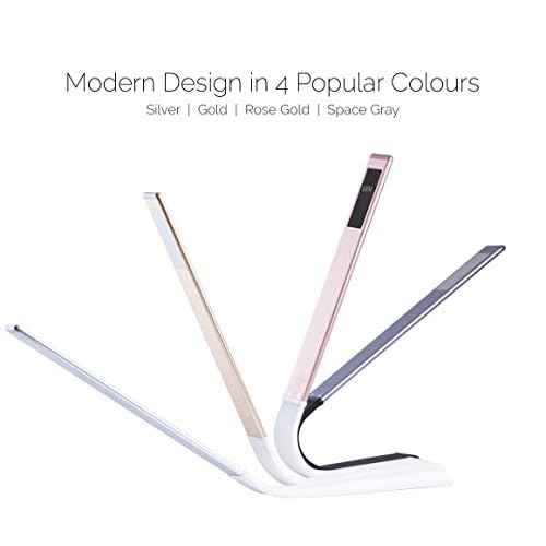 Luxe Cordless Eye Friendly LED Desk Lamp, USB Rechargeable, Up to 40 Hours of Continuous Light, Touch Control, 6 Brightness Levels, 3 Light Modes, 360 Adjustable Modern Design, Portable (Space Gray)