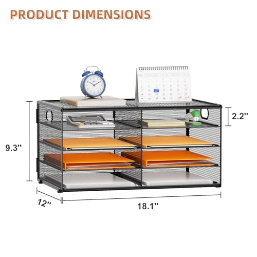 Marbrasse 5 Tier Desktop Literature Organizer, Mesh Paper Organizer Desk Organizers, File Sorter Mail Center Paper Storage Cabinet Classroom Keepers Mailbox for Office Home School, Black