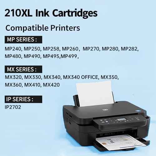 210xl Black Ink Cartridge High Yield Replacement for Canon PG210 PG-210 210XL Black Ink Cartridges for PIXMA MX410 IP2700 IP2702 MP240 MP250 MP495 MX340 Printer(2Black)