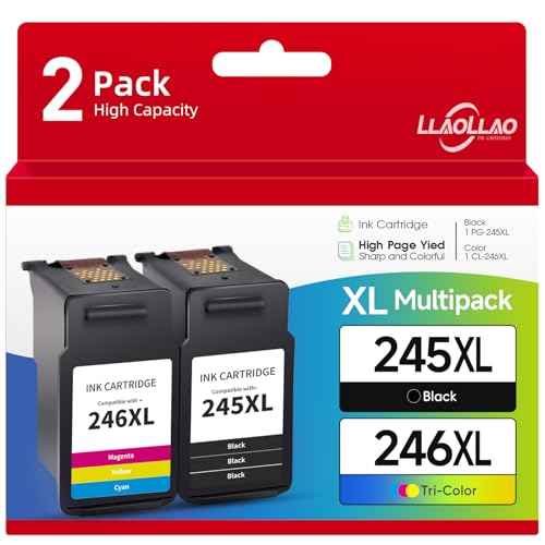 LLAOLLAO Remaunfactured Ink Cartridge Replacement for Canon 245XL 246XL Combo Pack PG-245 CL-246 for Pixma MX490 MX492 TR4520 MG2522 TS3322 TS202 TR4522 MG2920 Printer (1 Black, 1 Color)
