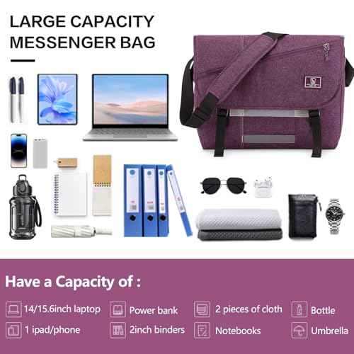 OIWAS Messenger Bag for Women, 17 Inch Laptop Crossbody Bags Men Casual Satchel Shoulder Bag College Travel Office Briefcase