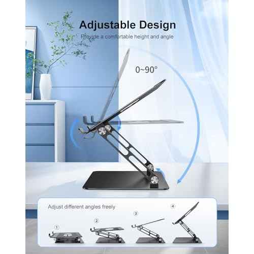 Adjustable Laptop Stand Ergonomic Computer Riser Aluminum Laptop Stand for Desk Portable Notebook Stand Laptop Riser Holder Compatible with 10-17.3¡¯¡¯ Laptops Tablets,Black