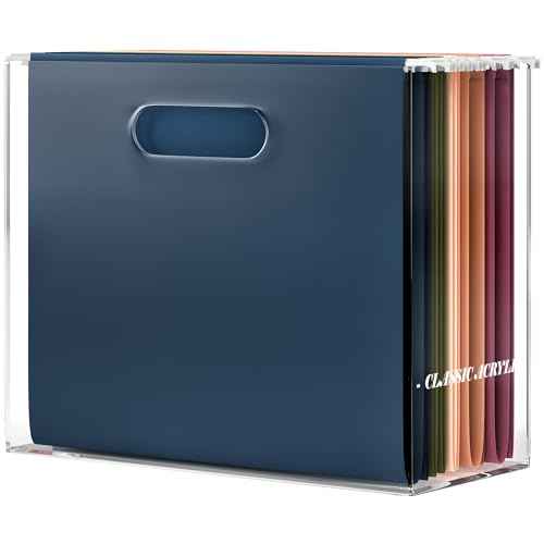 File Organizer for Desk - This Acrylic Storage Box is great for Office Organization - Its Modern Acrylic Magazine Holder makes a Great Gift for Home/Work Space