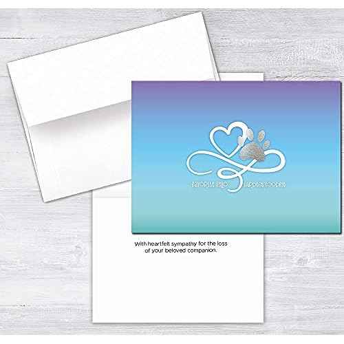 25 Pet Sympathy Cards - Paw Print Heart Design - 26 White Envelopes - FSC Mix