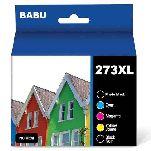 BABU Remanufactured Ink Cartridge Replacement for T273 273XL use for Expression XP-520 X-P820 XP-620 XP-610 XP-600 XP-800 XP-810 Printer (Black, Photo Black, Cyan, Magenta, Yellow)