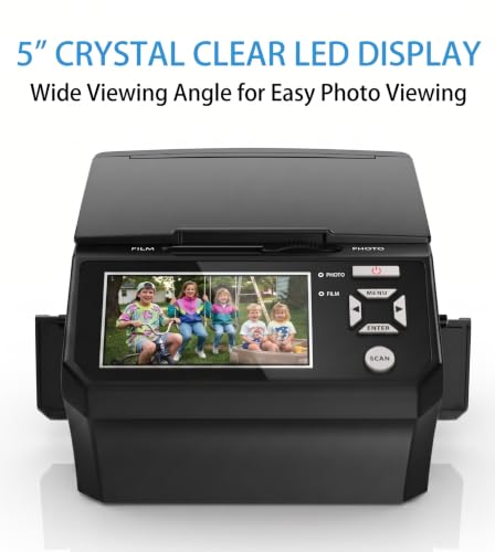 DigitPro Black Photo, Slide & Negative Scanner with 5” Large Screen