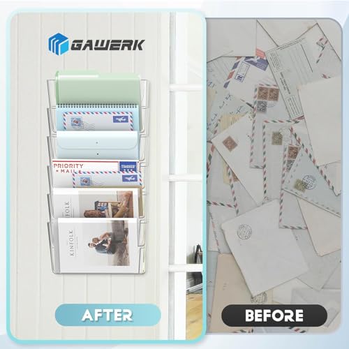 Gawerk Clear Acrylic Wall Mount File Holder 3 Pack for Office & Home