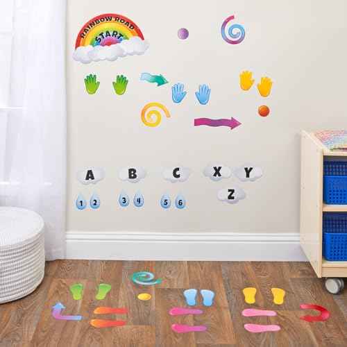 Really Good Stuff Rainbow Sensory Path Decals for Floor & Wall - Deluxe Sensory Kit (159 Decals) - Rainbow Stickers for Classroom - Teacher Essentials and Must Haves.