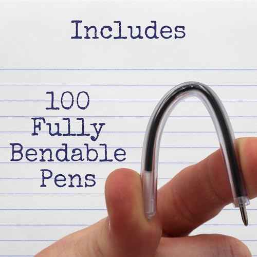 Flexible Safety Pens 100 Pack of Pens For Mental Health, Mental Health Hospital, Jail, and Prison Super Bendable with Blue Ink | 3.8 Inches Safe & Flexible for Hospitals (100 Pack)