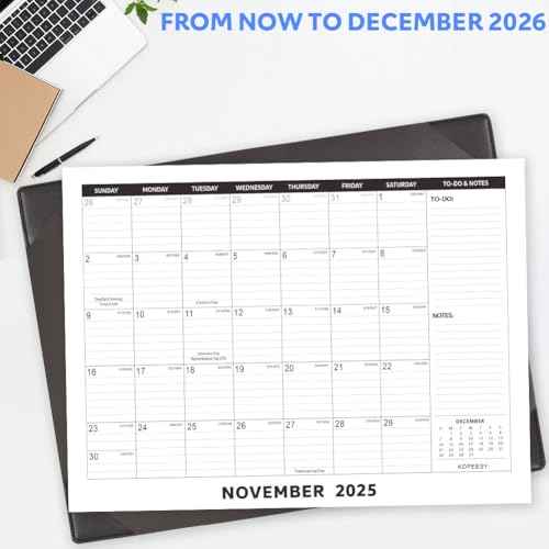 Large Desk Calendar 2025-2026 with Desktop Mat, KOPEESY 22" x 17" Desktop Calendar, From Now to December 2026, Office Supplies Desk Blotter Calendar for Home School and Office