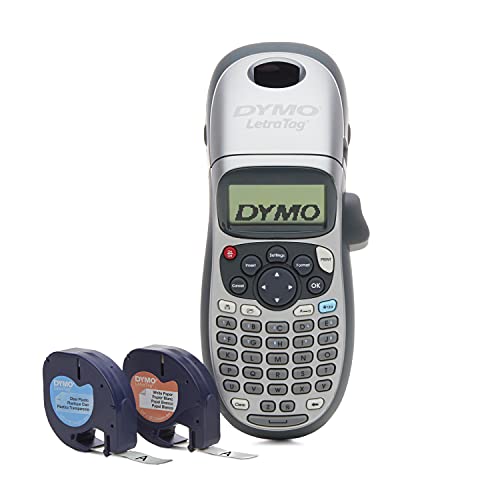 DYMO LetraTag 100H Plus Handheld Label Maker with 2 Tapes - Silver & Black