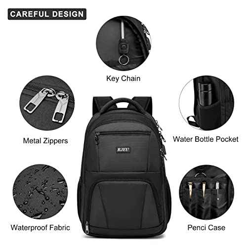 School Backpack for Teen Boys,15.6 Inch Anti Theft Laptop Bookbag with USB Charging Port, Water Resistant College, High School, Ergonomic Straps, Multiple Compartments, Men, Black