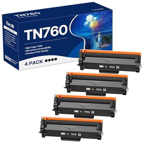 Forzik Compatible Toner Cartridge Replacement for Brother TN760 TN-760 TN730 TN-730 High Yield Compatible with DCP-L2550DW HL-L2350DW MFC-L2710DW Printer (4 Black)