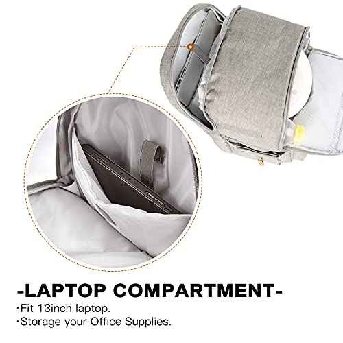 MOMIGO Breast Pump Backpack - Cooler and Moistureproof Bag Double Layer for Mother Outdoor Working Backpack with 13 Inch Laptop Compartment Fit Most Breast Pumps (Grey)
