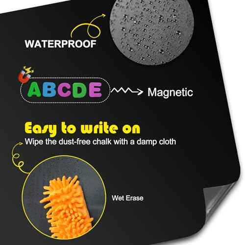 Magnetic Chalkboard for Wall, 47.2" x 18" Magnetic Arch Wall Decal Self Adhesive Blackboard Wallpaper Peel and Stick Chalk Board Wall Decal Roll for Home Playroom Classroom