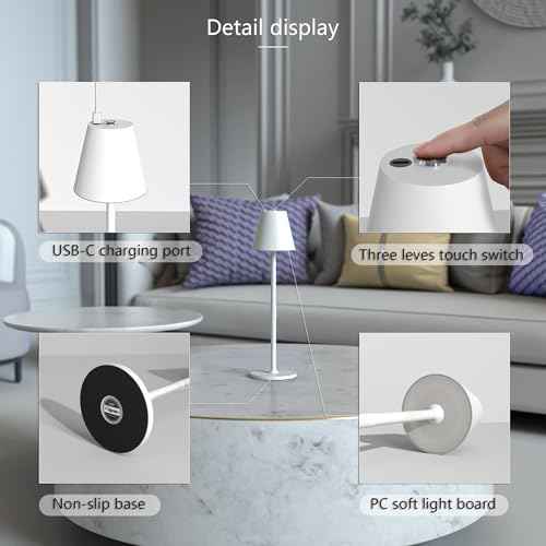 LED CordlessTable Lamp,4000mAh Rechargeable Battery Desk lamp,3 Level Brightness Beside Night Light, Minimalist Design, for Couple Dinner/Coffee Table/Restaurant/Bedroom(White 4PACK)
