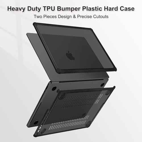 MOSISO Compatible with MacBook Pro 14 inch Case 2025-2021 M5 M4 M3 M2 M1 A3434 A3112 A3185 A3401 A2918 A2992 A2779 A2442, Heavy Duty TPU Bumper Hard Case&Keyboard Skin&Screen Film, Black