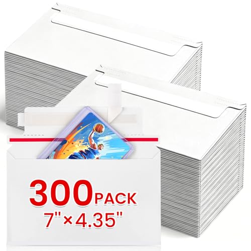 300 Pack 7x4.35 inch Rigid Trading Card Shipping Envelopes with Self-Seal Closure