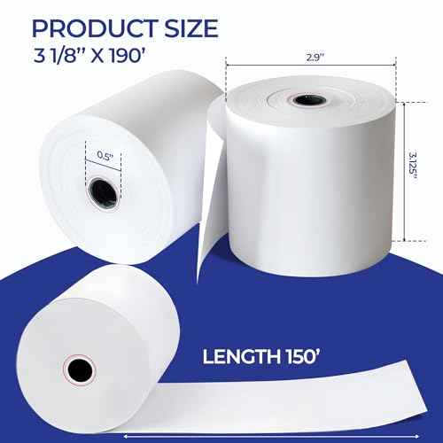 3-1/8" x 190' Thermal Receipt Rolls - 32 Pack Pos Paper for Clover Flex, Station, TM-T88, TSP