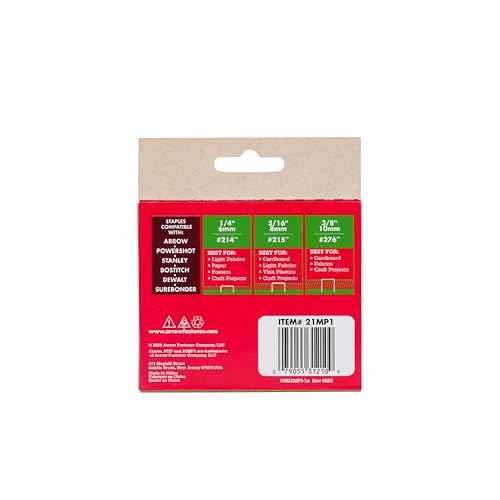 Arrow 21MP1 JT21 Thin Wire Staples Multipack for Staple Guns and Staplers, Use for Upholstery, Crafts,General Repairs, Includes 1/4-Inch, 5/16-Inch, and 3/8-Inch Sizes, 1875 Count,(Packaging May Vary)