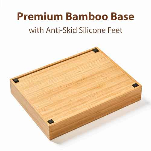 Umilife Desk Drawer Organizer, Bamboo Wood Organizer Tray with Adjustable Compartments, Office Desk Accessories Supplies Organization Storage, 12" x 9"