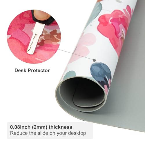 QIYI Watercolor Pink Flowers Large Waterproof Mouse Pad 31.5" x 15.7"