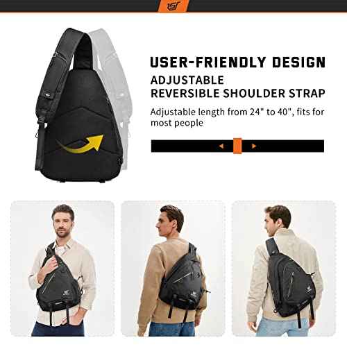 SKYSPER Sling Laptop Bag (Up to 13 Inch) - 18L Crossbody Sling Backpack Travel Shoulder Bag Hiking Daypack for Men Women(Black)