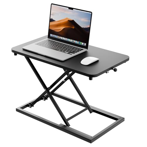Standing Desk Converter Height Adjustable, Sit to Stand up Desk Riser Computer Workstation use in Laptop and Single Monitor Ergonomic Desktop Workstation for Home Office - Black