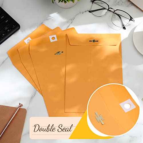 300 Pcs 6 x 9 Manilla Envelopes Clasp Kraft Catalog Envelope with Clasps Closure for Storing Mailing 28 lb Kraft Paper for Office Document Business School(Yellow)