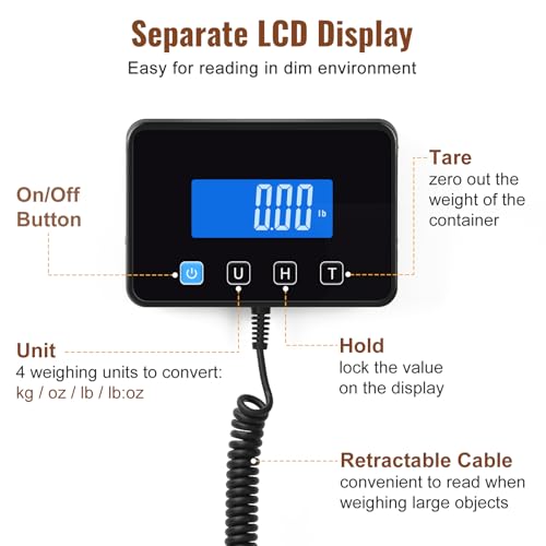 Miseyo Digital Shipping Scale 660lbs with High Precision Stainless Steel Postal Weighing Platform