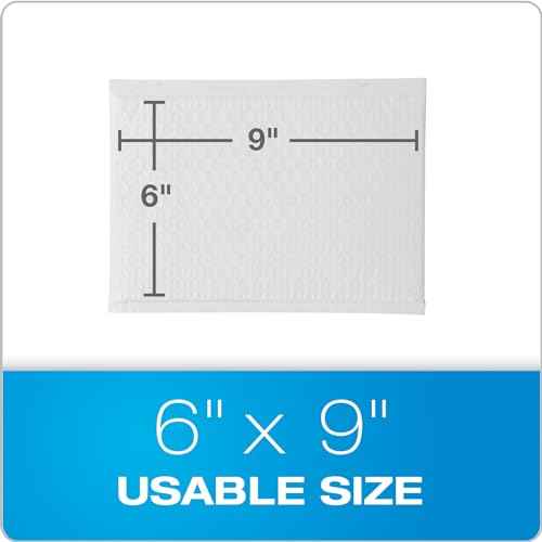 Quality Park Bubble Mailers, 6 x 9 Inch, White Poly Mailers, Padded Envelopes, Shipping Envelopes, Water Resistant, Self Seal, 50 Per Box (QUA85856), Plastic
