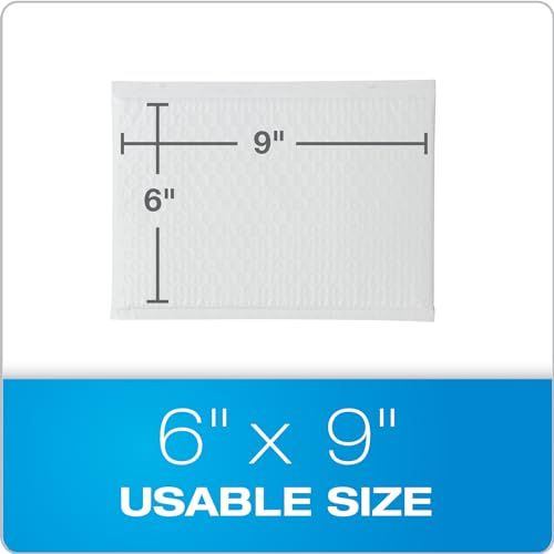 Quality Park 6 x 9 White Bubble Mailers - Water Resistant Padded Envelopes, Self Seal, 50 Pack