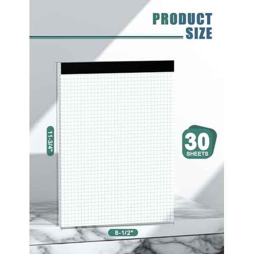 Graph Paper Pads 8.5 x 11, 4x4 Graph Ruled, 2 Pack 1/4 Graph Paper Notebooks, Grid Paper Pad Notebook 8-1/2" x 11" Graphing Paper, Perforated Quadrille Pad, 70GSM White Graft Paper Pads, 30 Sheets/Pad
