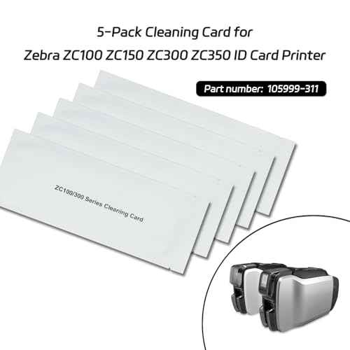 ZC100 ZC300 Cleaning Card for Zebra ZC100 ZC150 ZC300 ZC350 ID Card Printer, 5Pcs Single-use Cleaning Card for Easy Use (105999-311)