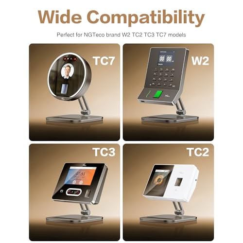 NGTeco Adjustable Employee Time Clock Stand, Universal Holder for W2, TC2, TC3, TC7, Anti-Slip Rubber Base, Sturdy & Flexible Design for Workplace Check-Ins