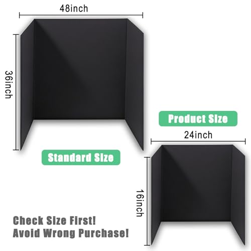 Black 3-Pack Trifold Display Boards 24x16 Inches for Classroom & Exhibits