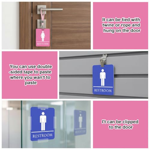 2-Pack Classroom Bathroom Passes with Keychain & Lanyard - Pink & Blue