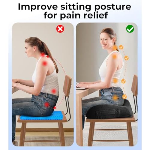 Seat Cushion, Memory Foam Pressure Relief Coccyx Cushion for Tailbone Pain, Extra-Large Butt Pad for Office Chair, Car Seat, and Gaming Chair Pain Relief, Extra Cover