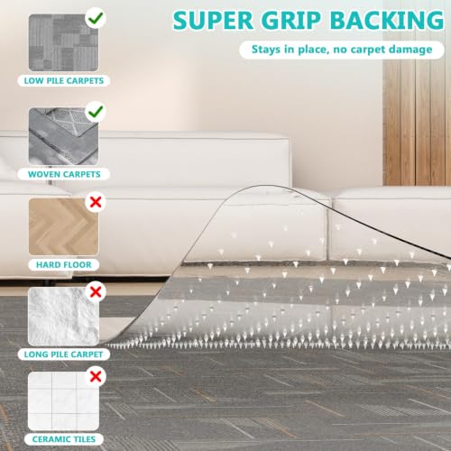 MZLCDW 48" x 60" Clear Office Chair Mat for Low Pile Carpet with Lip - Heavy Duty