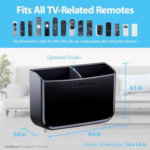 TotalMount Drop-Free Remote Holder Black with Removable Adhesive Strips - Pack of 1