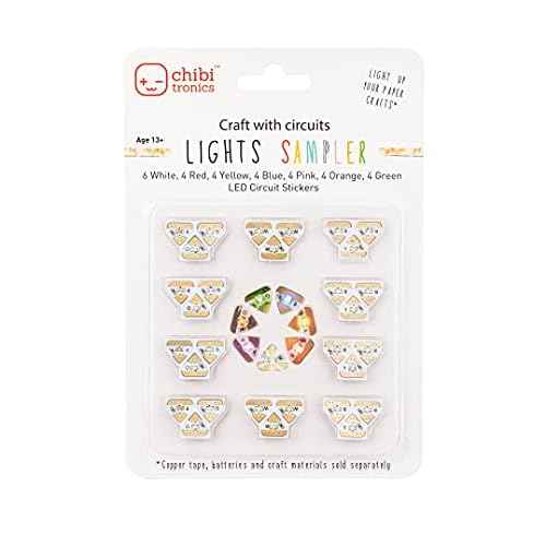 Chibitronics LED Circuit Stickers Sampler - Megapack, 30 LED Circuit Stickers, Red Yellow Blue Pink Orange Green White